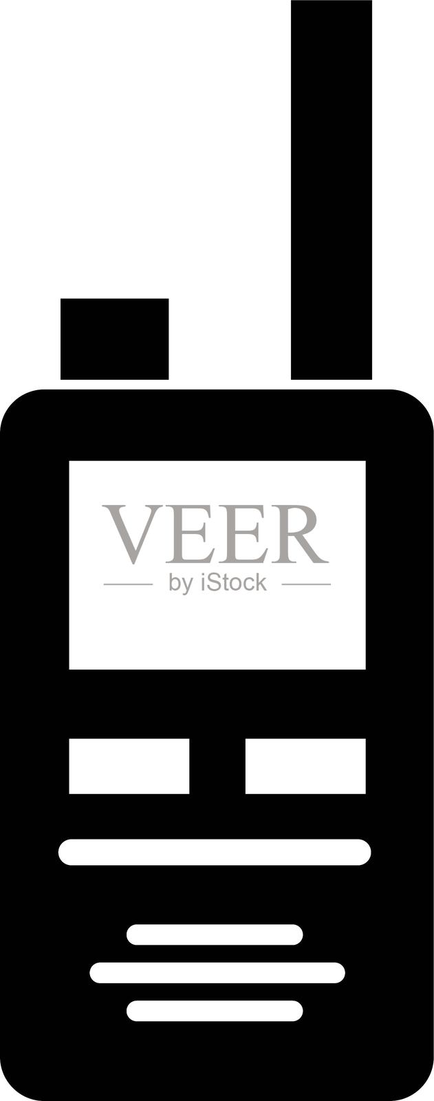 对讲机图标标志矢量图，适用于网页和移动应用，背景透明。黑色填充元素，来自户外活动概念。便携式无线电发射器符号。插画图片素材