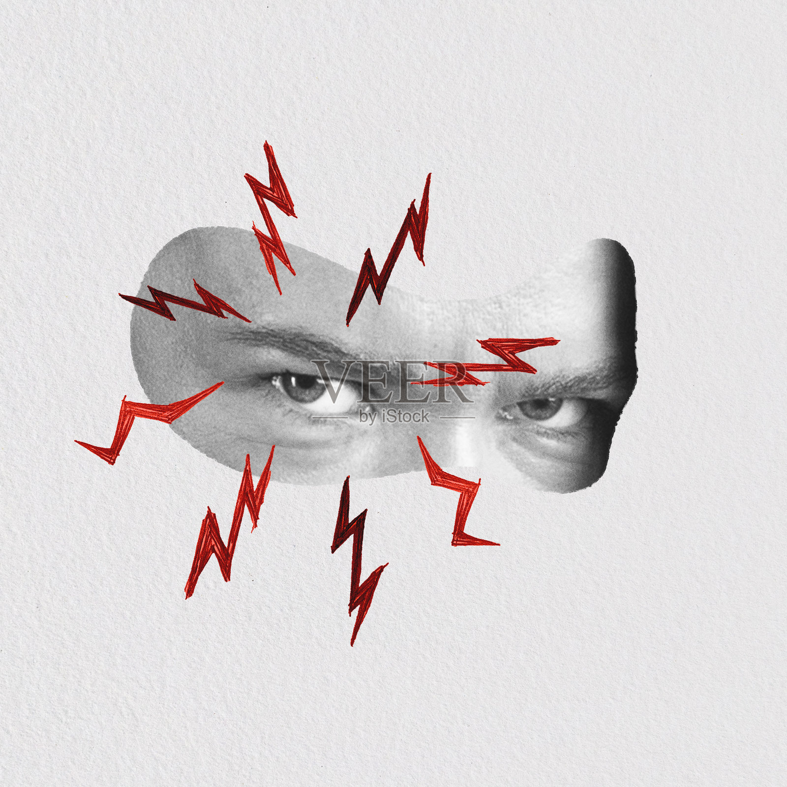 愤怒的人眼中闪烁着红色闪电照片摄影图片