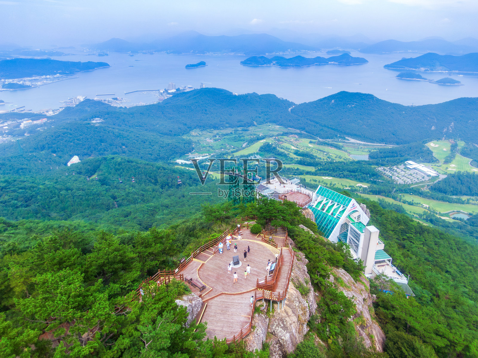 从通济市的弥勒山观景台看到的海流洲道风景照片摄影图片