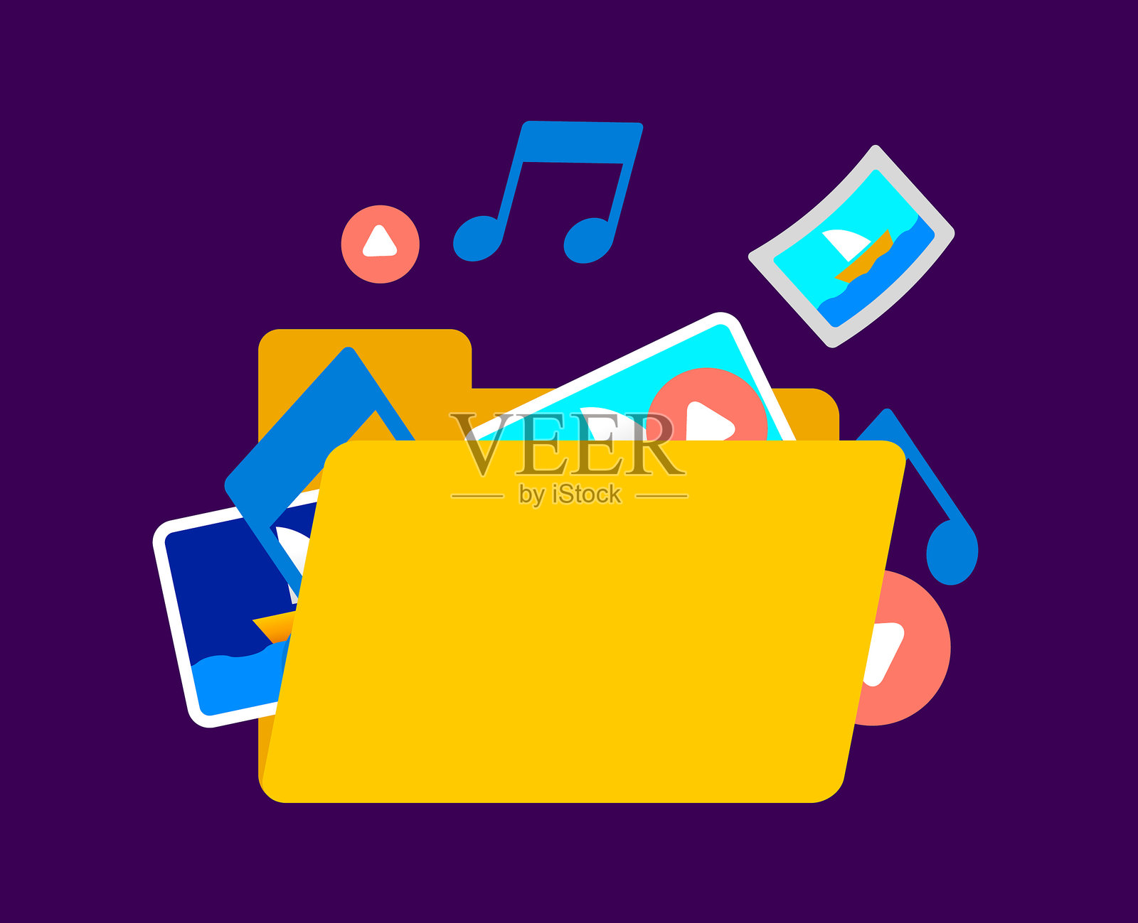 多媒体文件夹图标插画图片素材