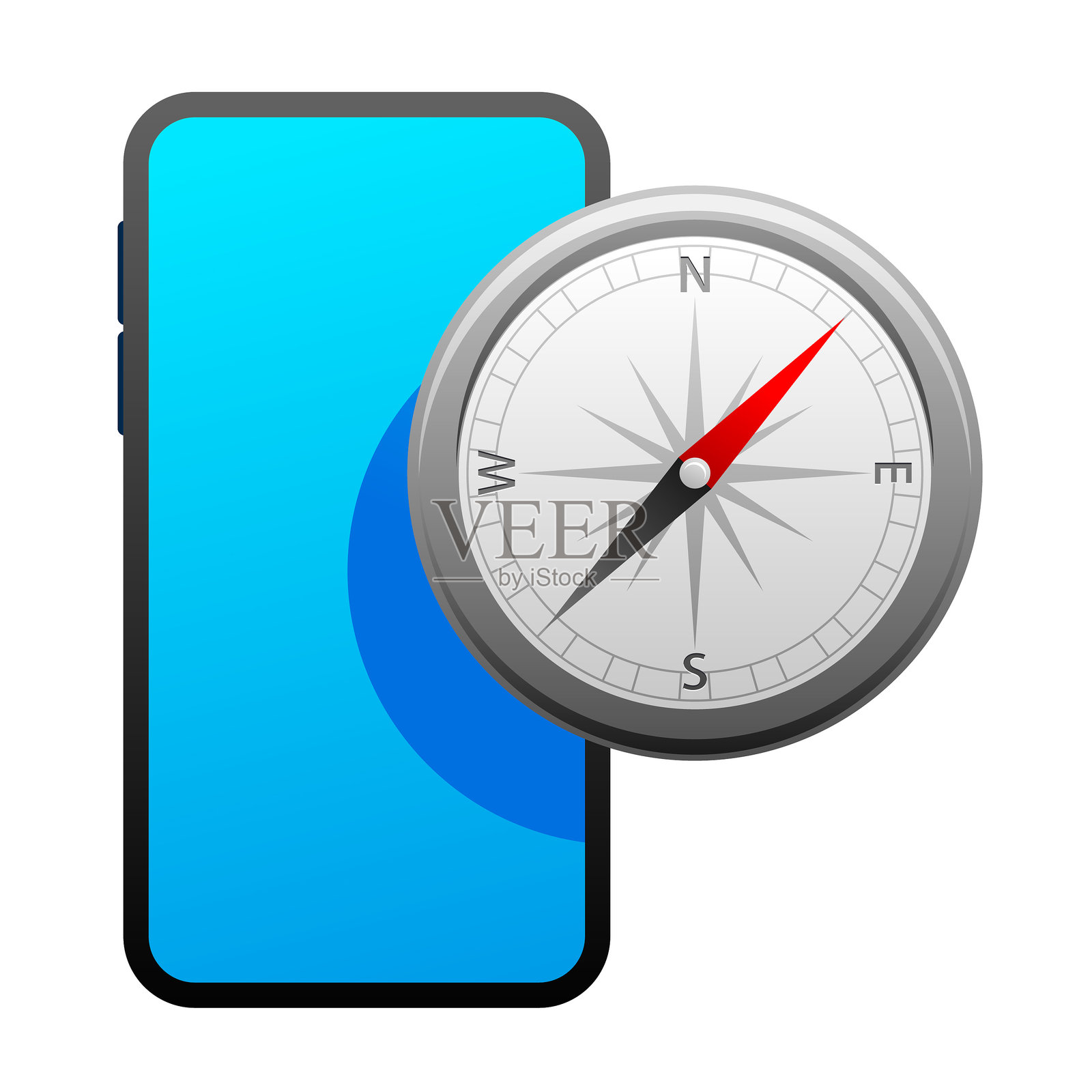 面向智能手机的指南针应用插画图片素材