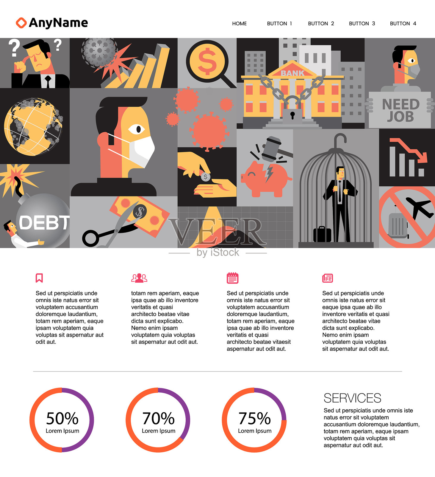 Corona经济灾难网站插画图片素材