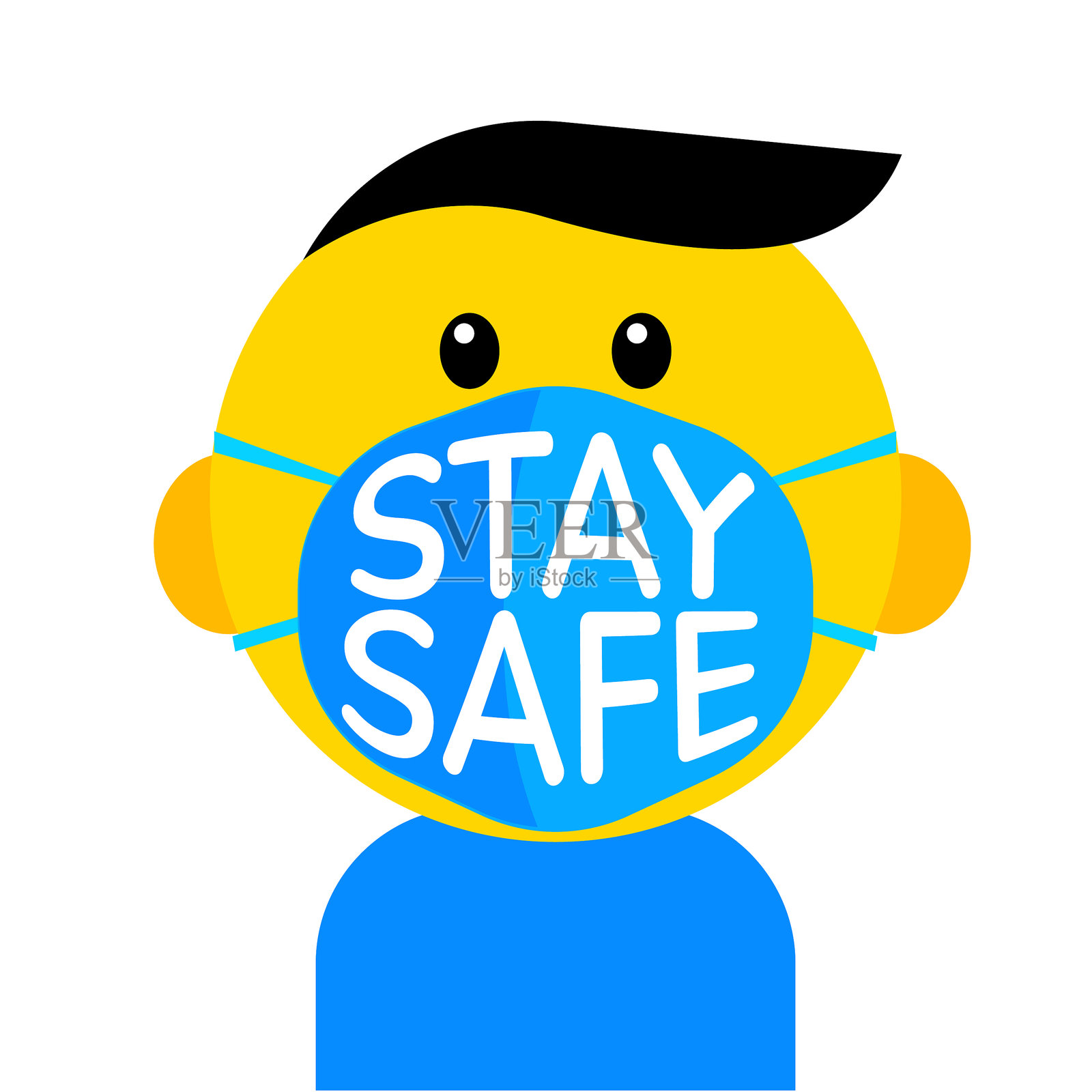 电晕流行面具插画图片素材