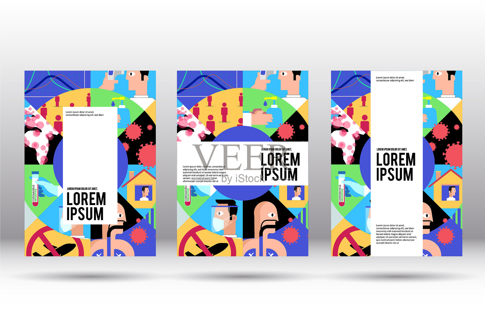 冠状病毒疫情防控罩设计插画图片素材