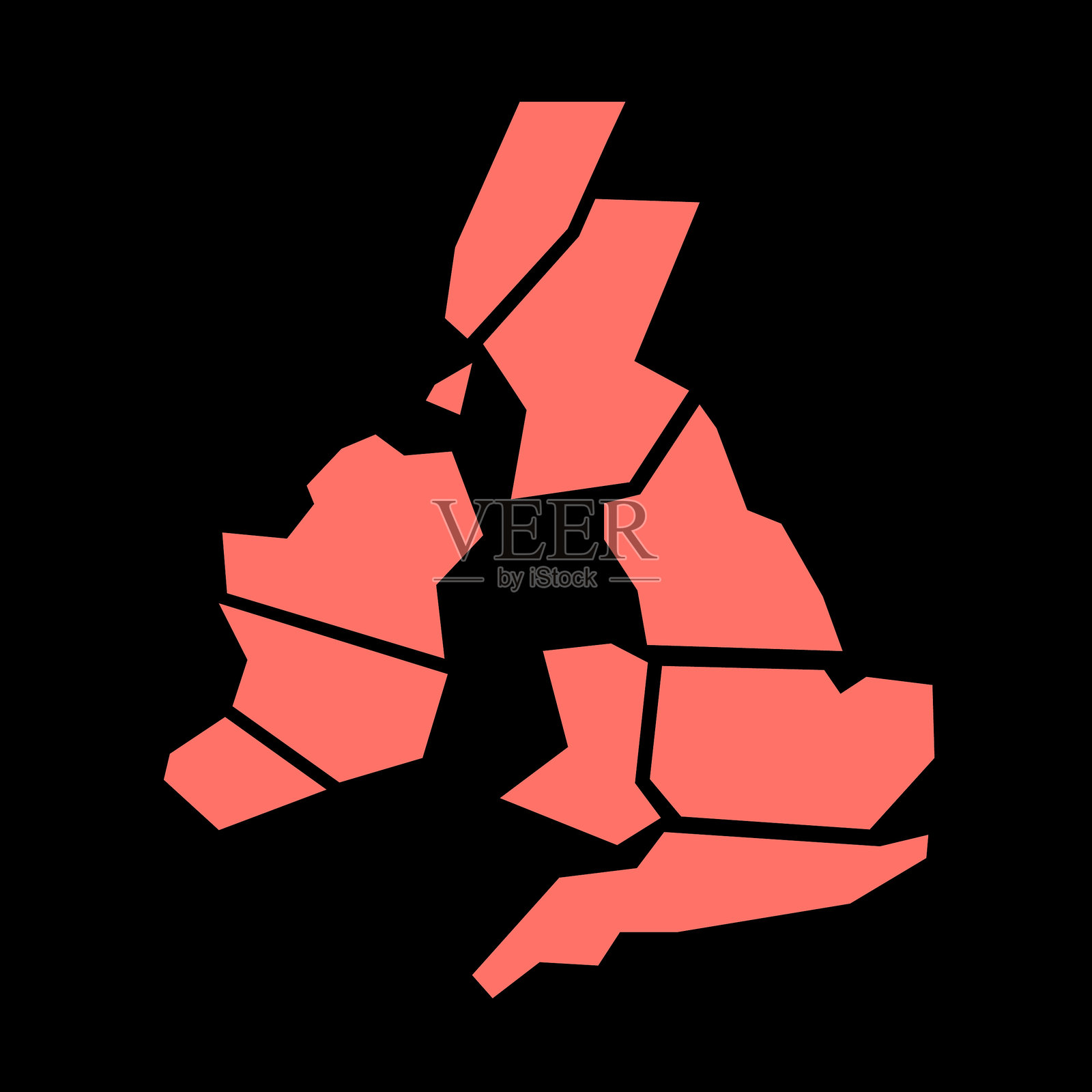 英国地图分成了几个部分插画图片素材