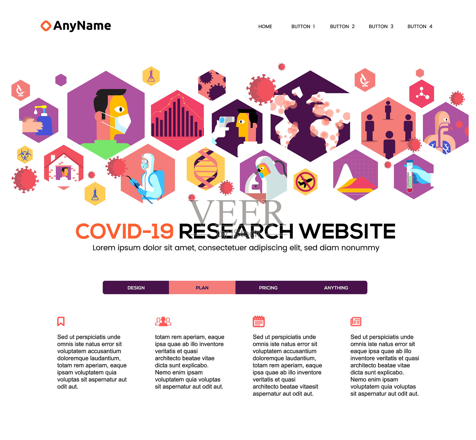 网站模板Corona流行症状研究设计模板素材