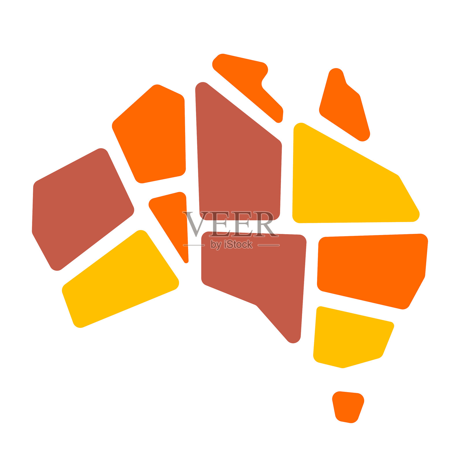 澳大利亚地图被分割成不同的部分插画图片素材