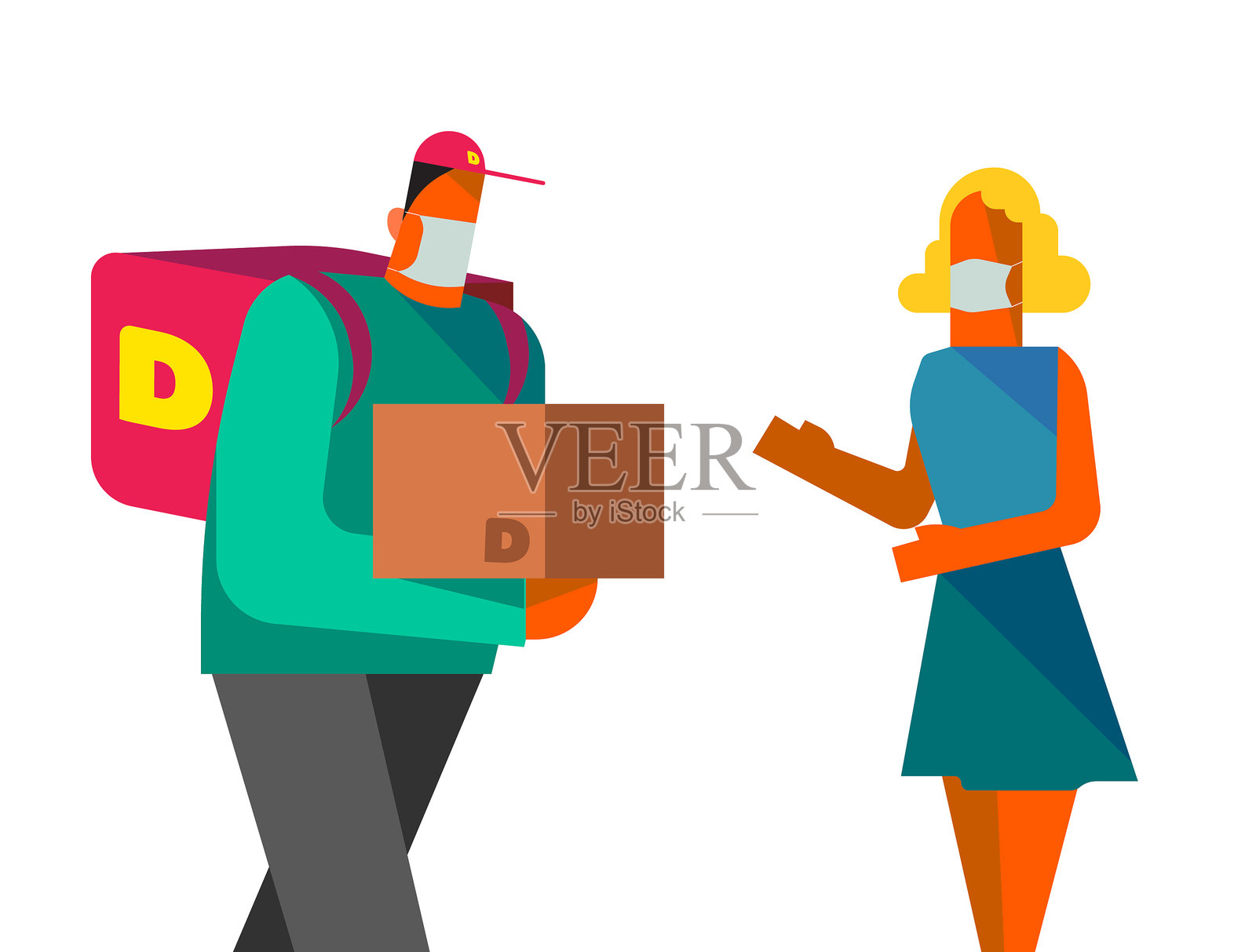 在冠状病毒流行中提供服务插画图片素材