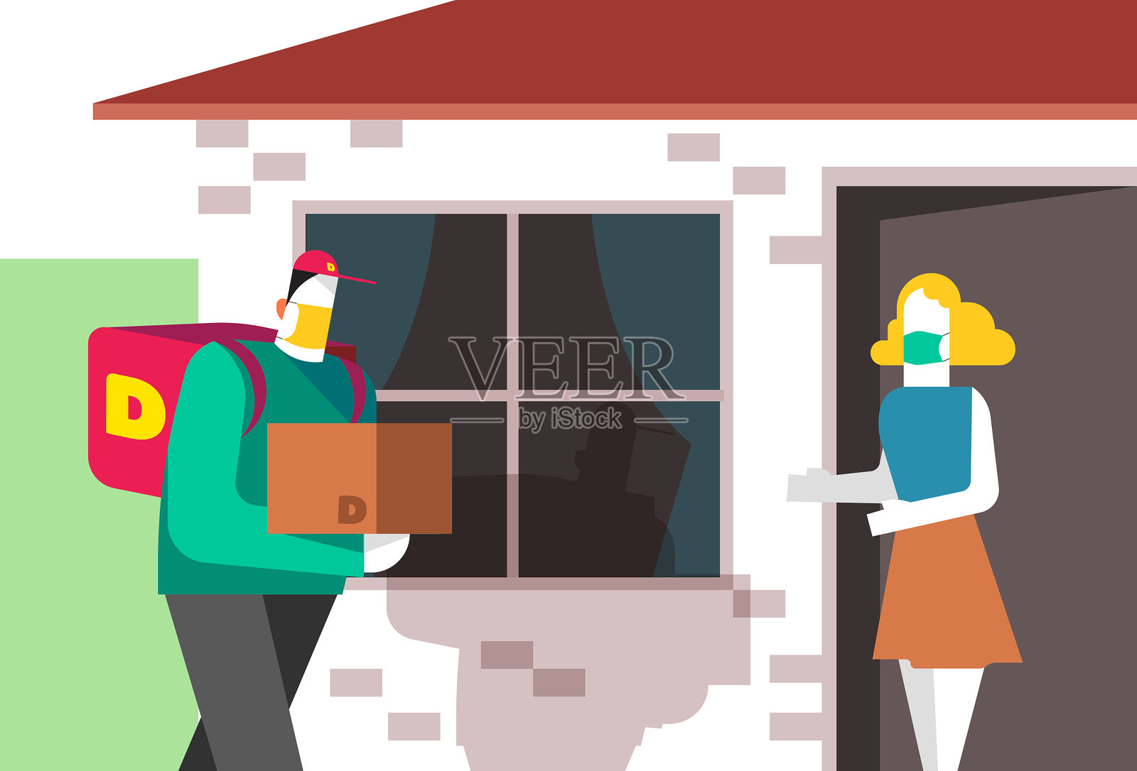 送货服务同时科罗娜时间插画图片素材