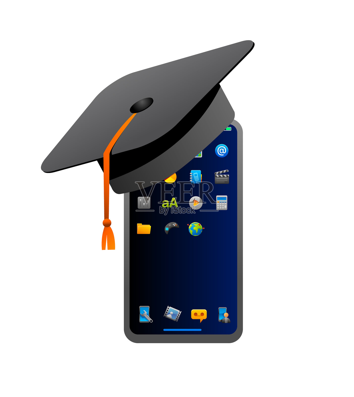 毕业帽智能手机图标插画图片素材