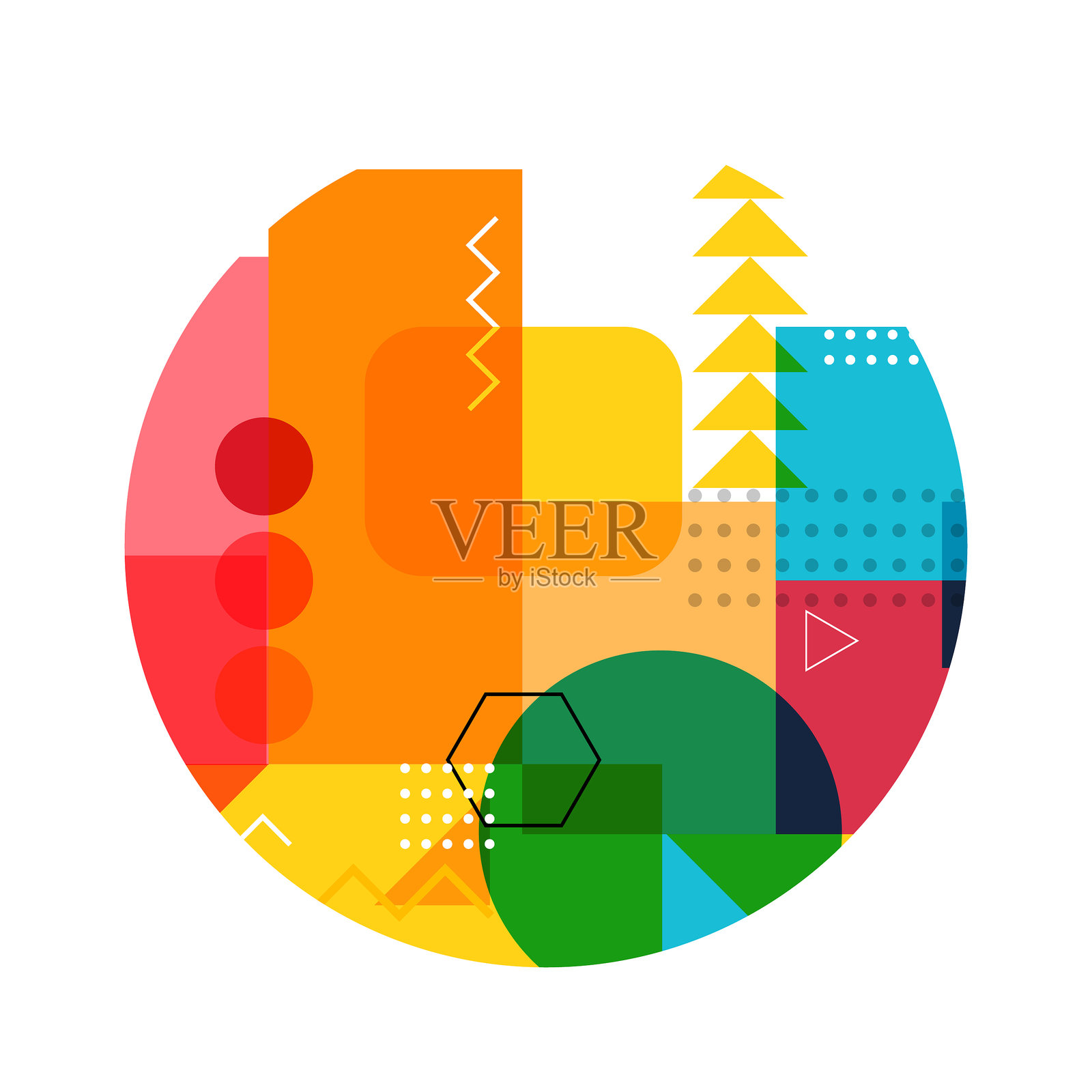 抽象色圈设计插画图片素材