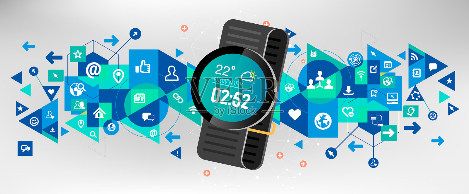社交网络智能手表插画图片素材