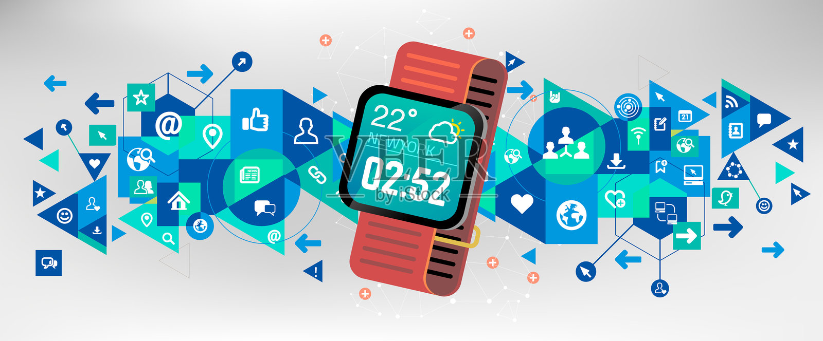 社交网络智能手表插画图片素材