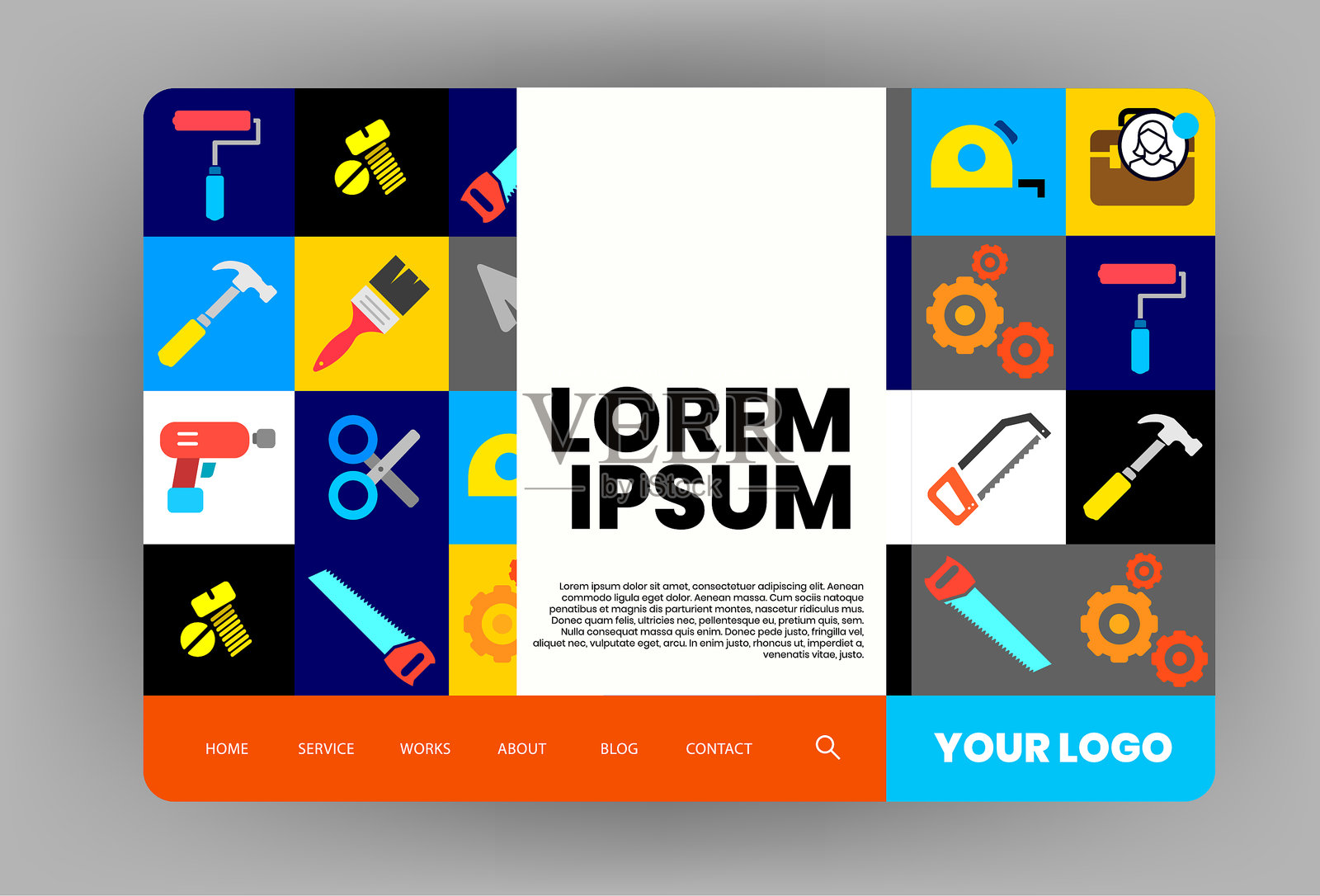 现代工具网站模板设计插画图片素材