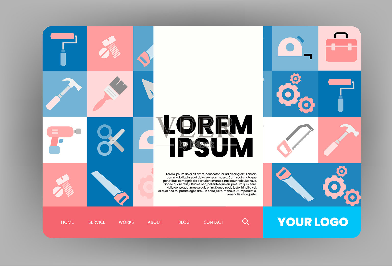 现代工具网站模板设计插画图片素材