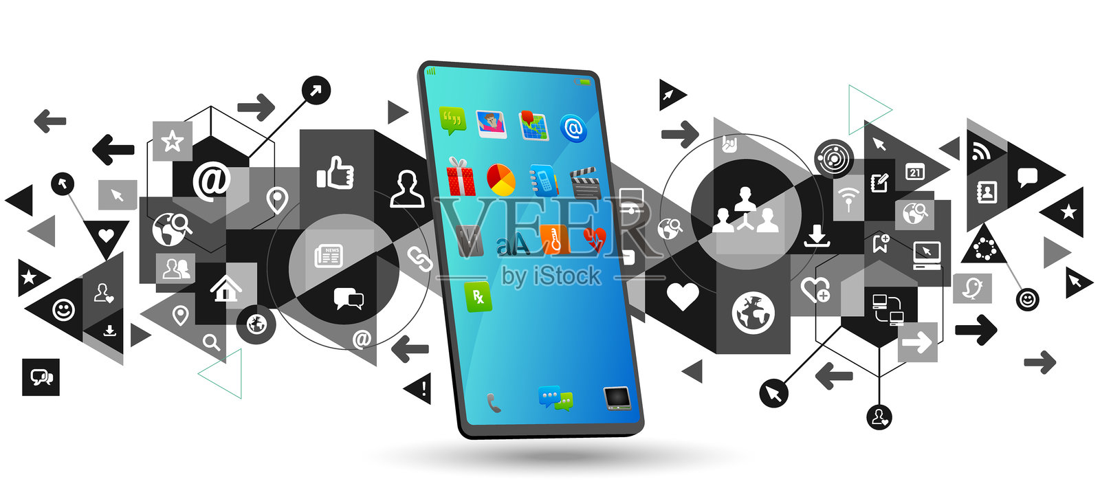 社交网络智能手机插画图片素材