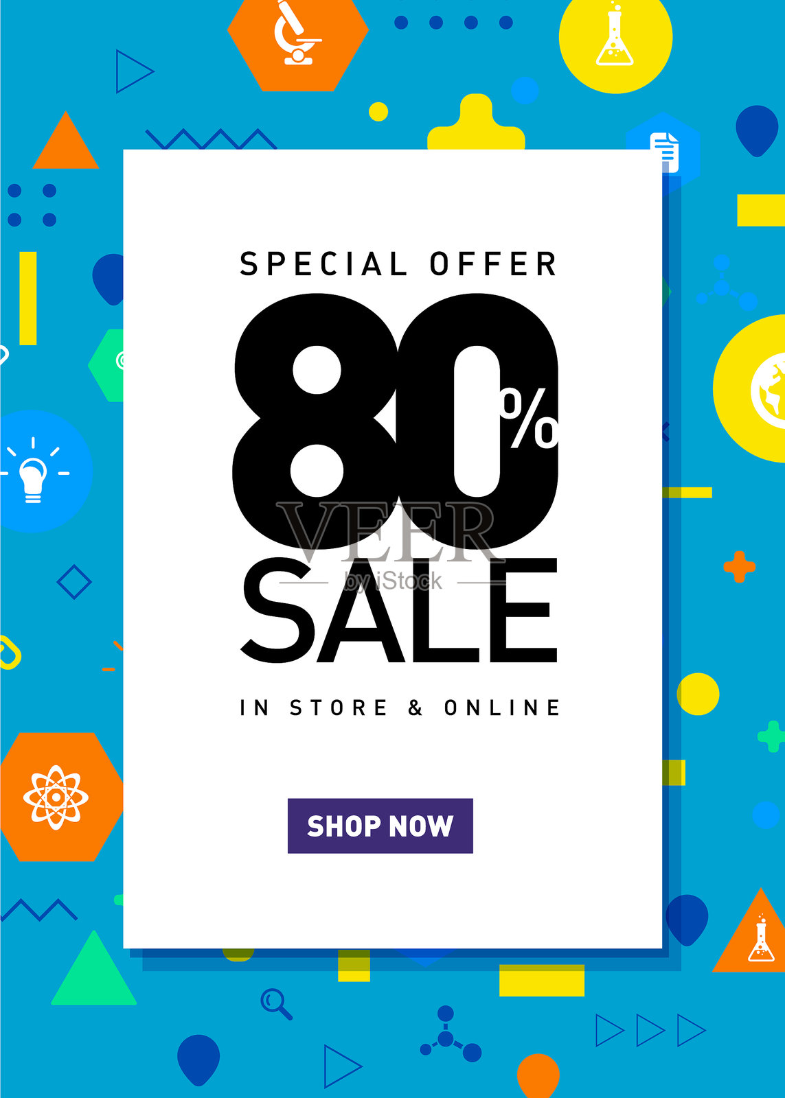 百分之八十促销海报插画图片素材