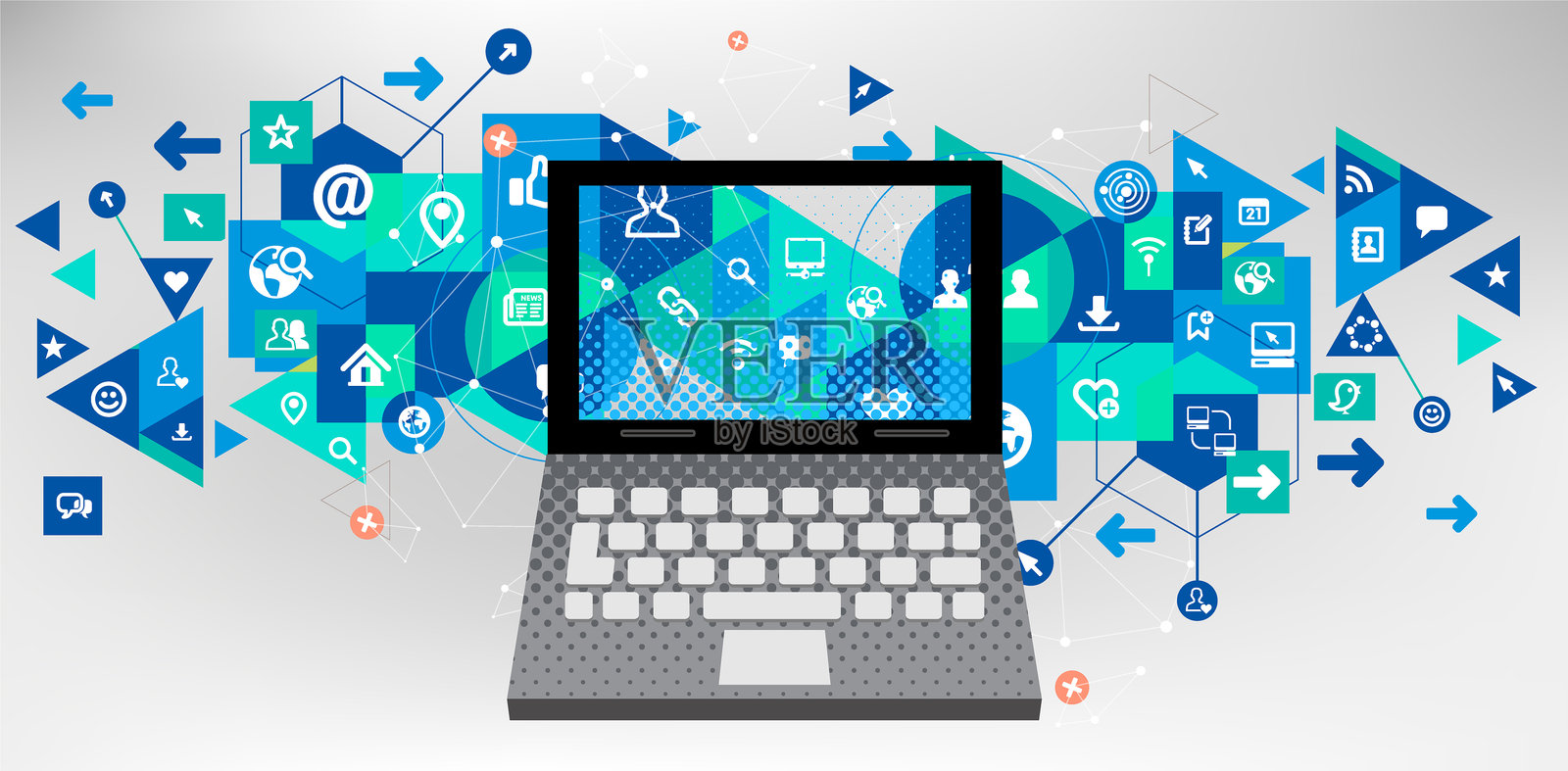 在线社交网络插画图片素材