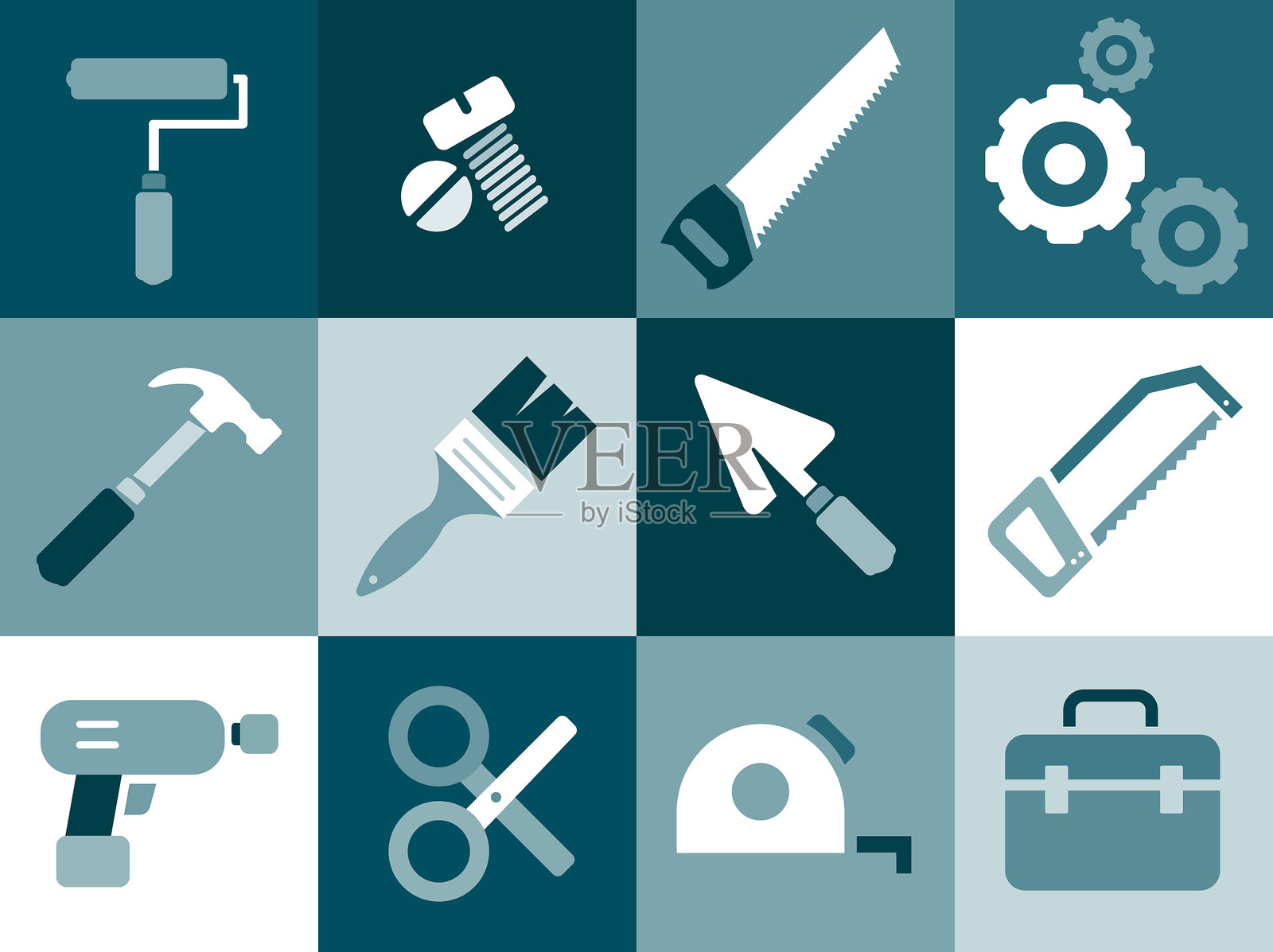 施工工具图标集插画图片素材