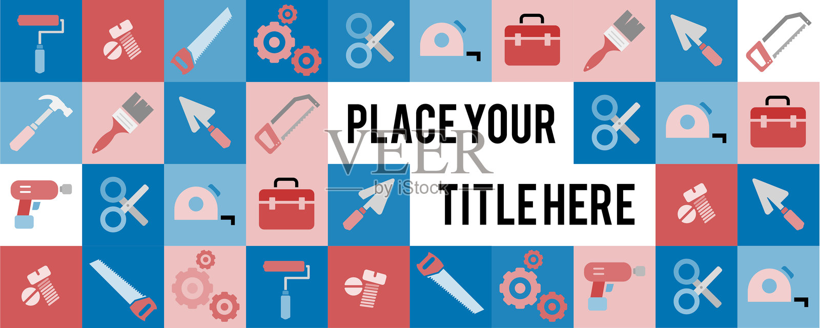 带有标题空间的建设工具图标插画图片素材