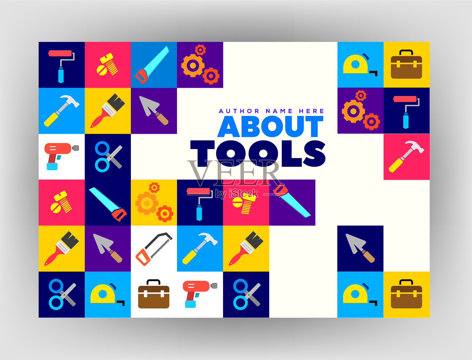 封面设计的建筑工具图标插画图片素材