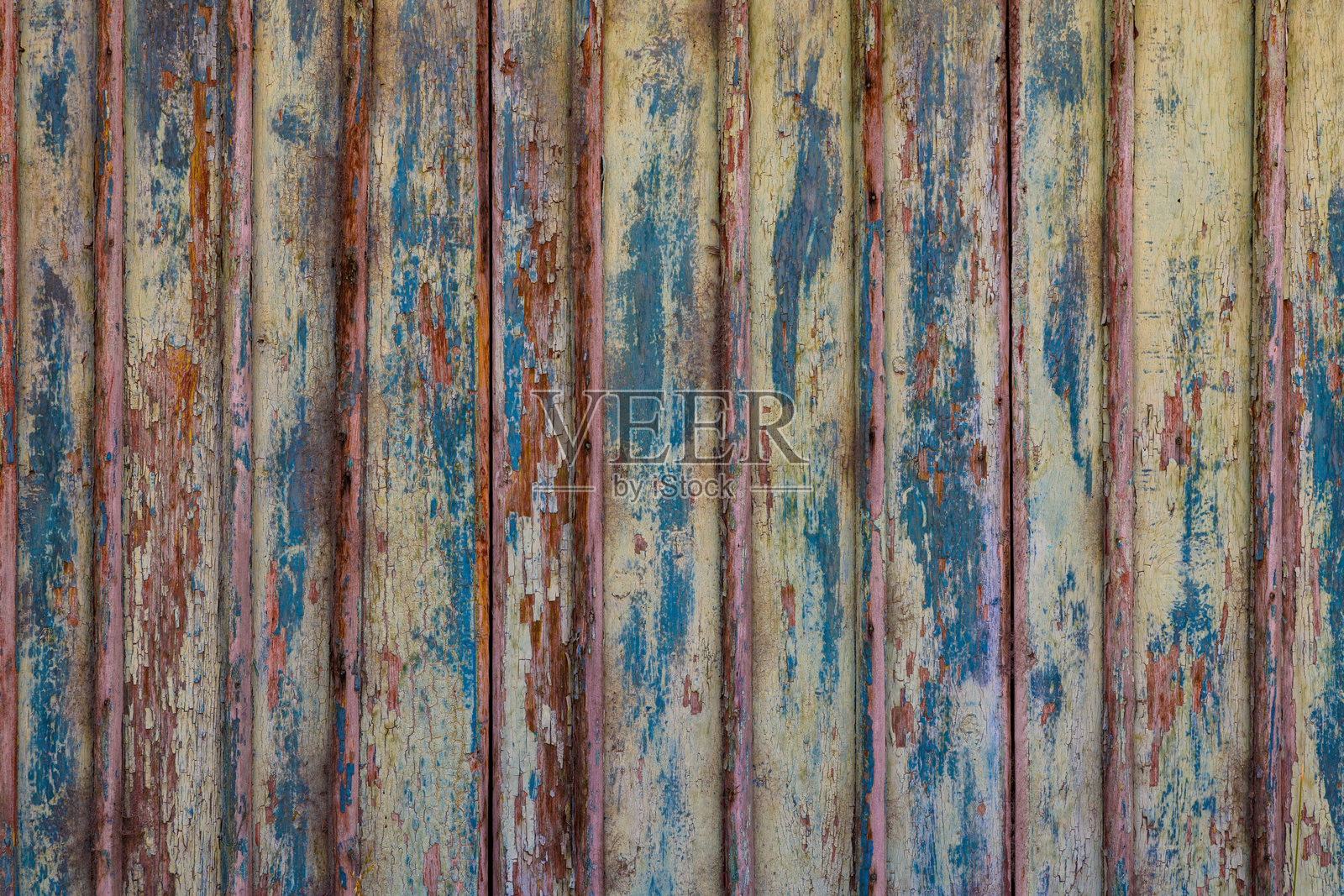 旧木板板纹理剥落棕色和蓝色油漆层下太阳漂白的蓝色油漆层照片摄影图片