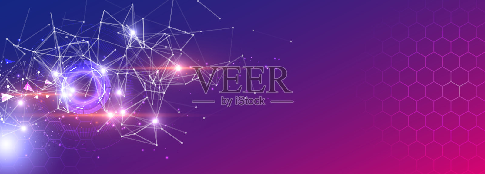 多边形科技背景与连接点和线插画图片素材