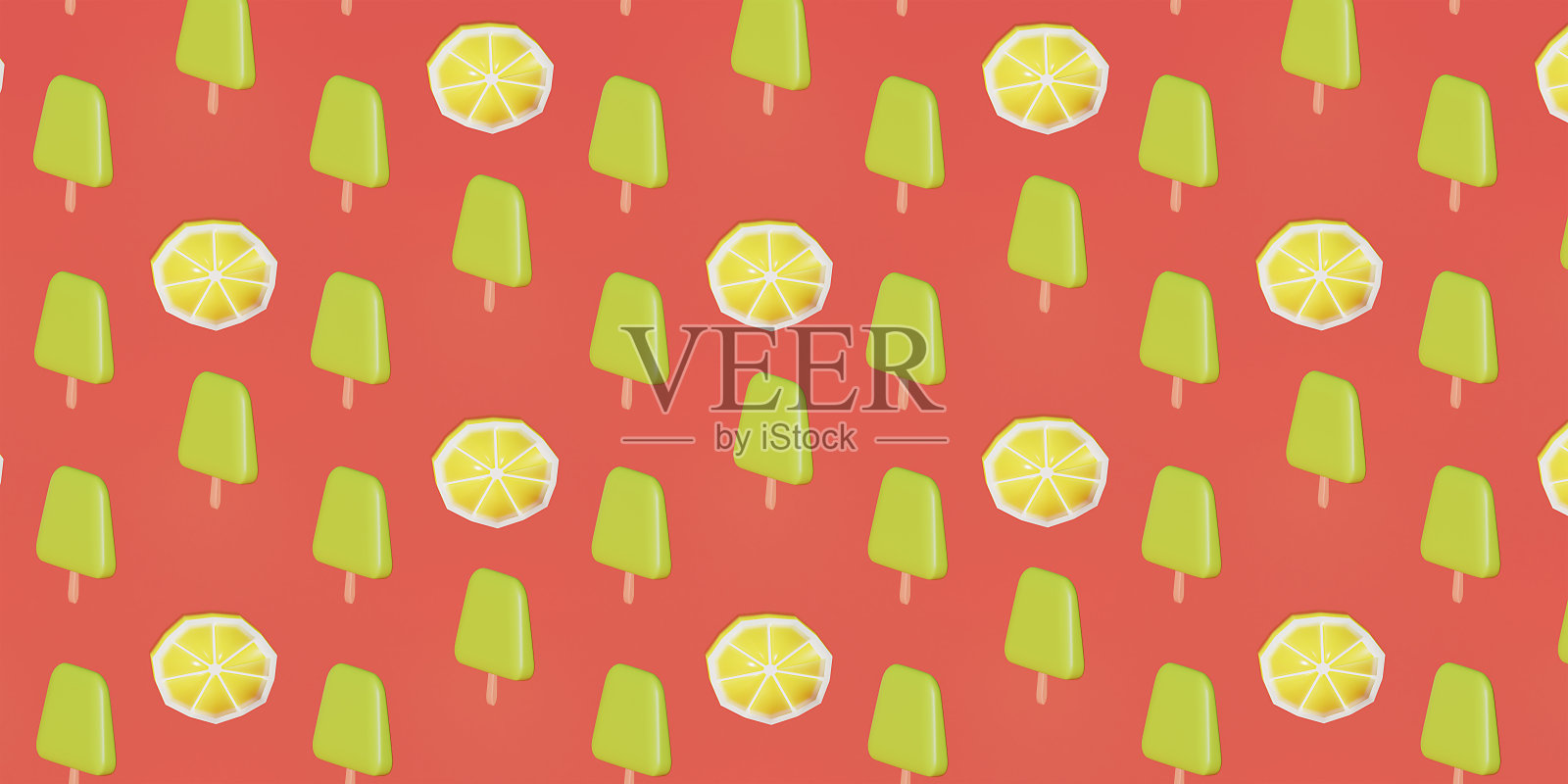 橙色背景上的冰淇淋和柠檬。咖啡馆，菜单，餐厅。3d模板背景。照片摄影图片