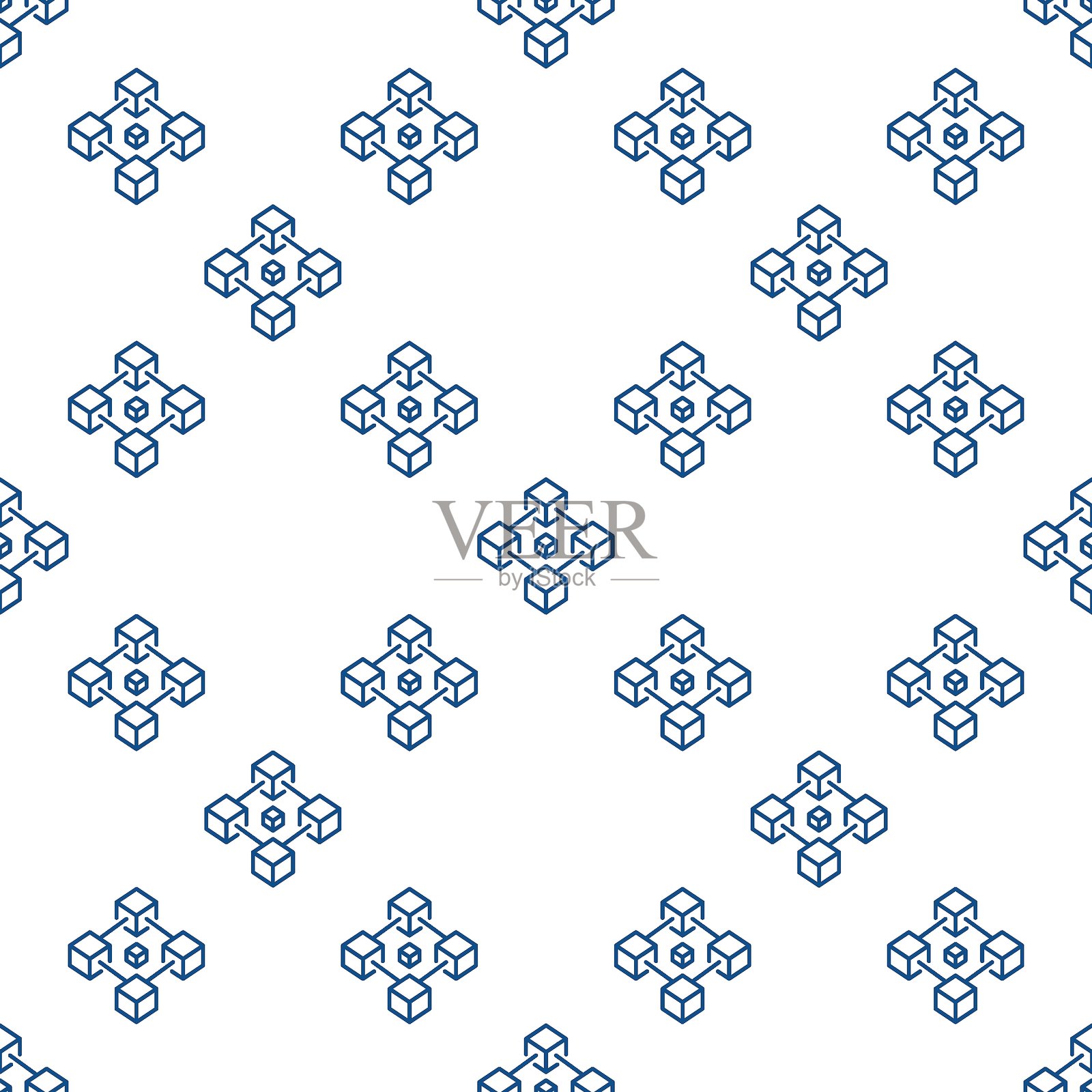 区块链矢量线条无缝图案或加密货币背景插画图片素材