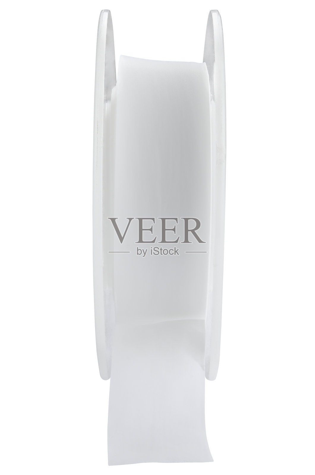 白色背景上孤立的管道螺纹密封胶带。完全聚焦。焦点堆叠。照片摄影图片