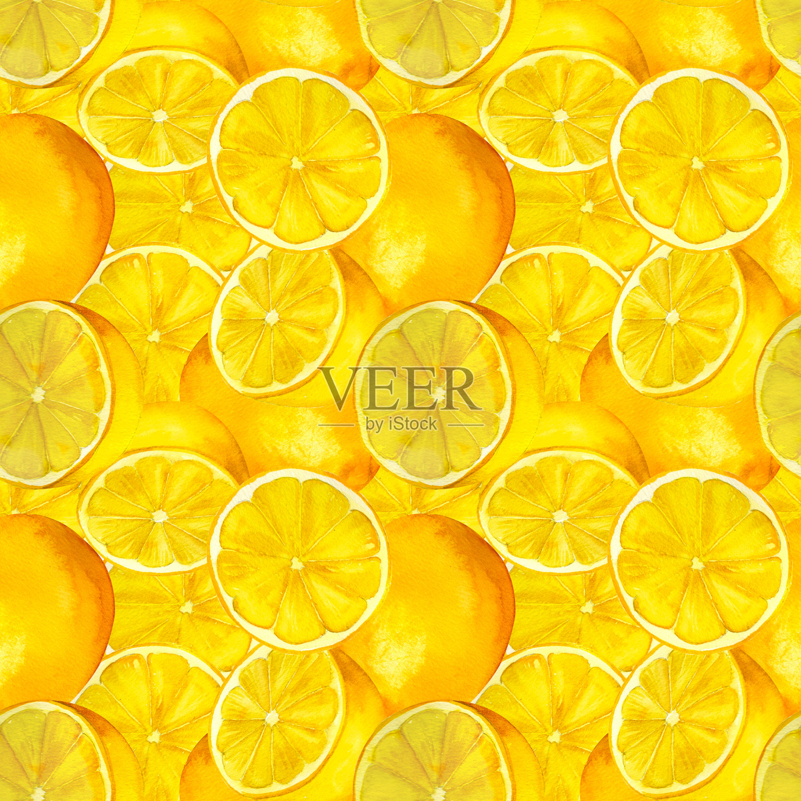 柑橘柠檬。用于墙纸，纺织品，diy，包装剪贴簿上的无缝图案。厨房和餐厅装饰，烹饪和食谱书。农舍设计插画图片素材