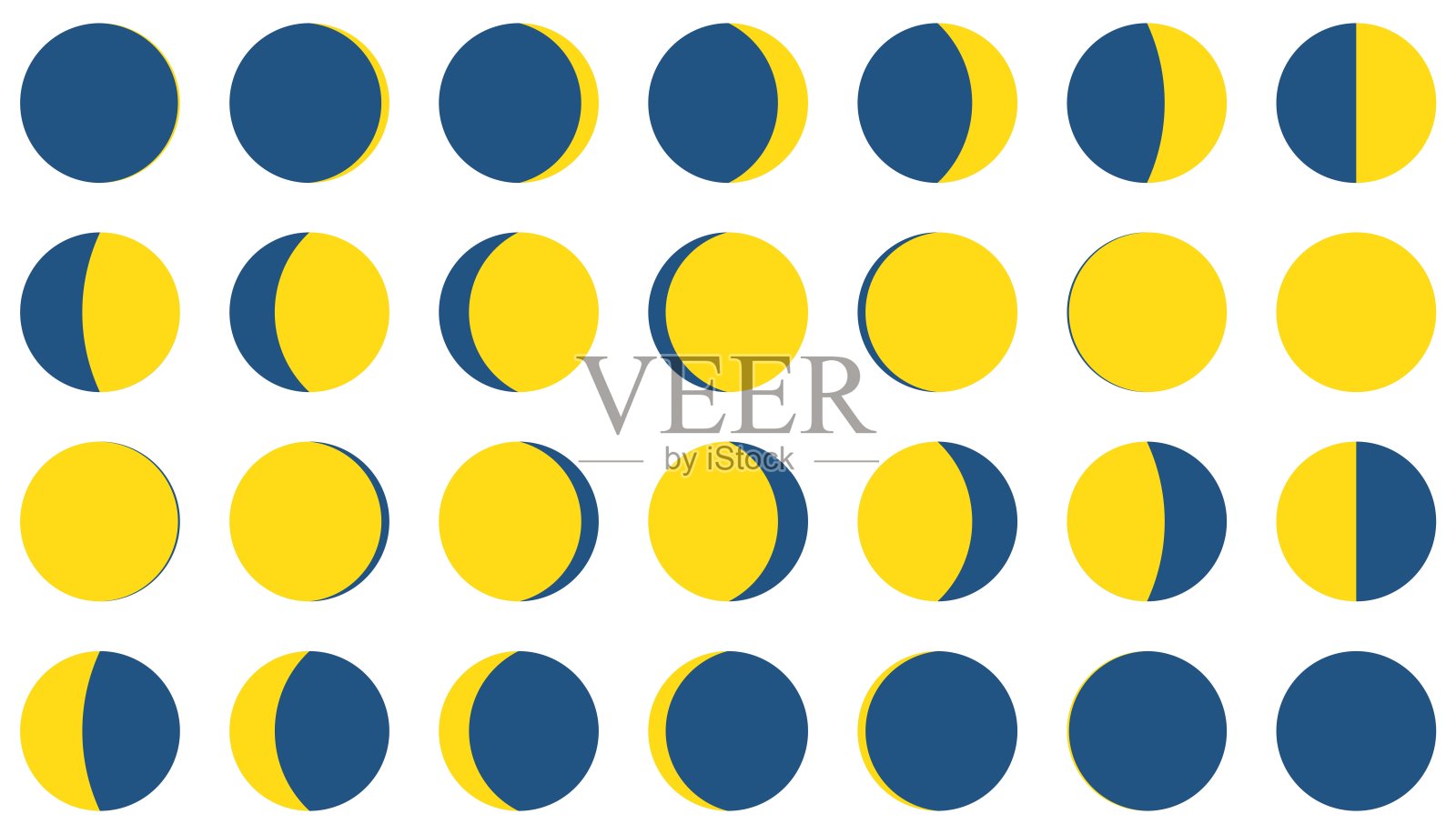 月相、新月和满月图标矢量图插画图片素材
