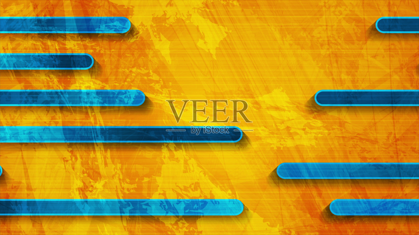 橙色和蓝色grunge背景与条纹插画图片素材