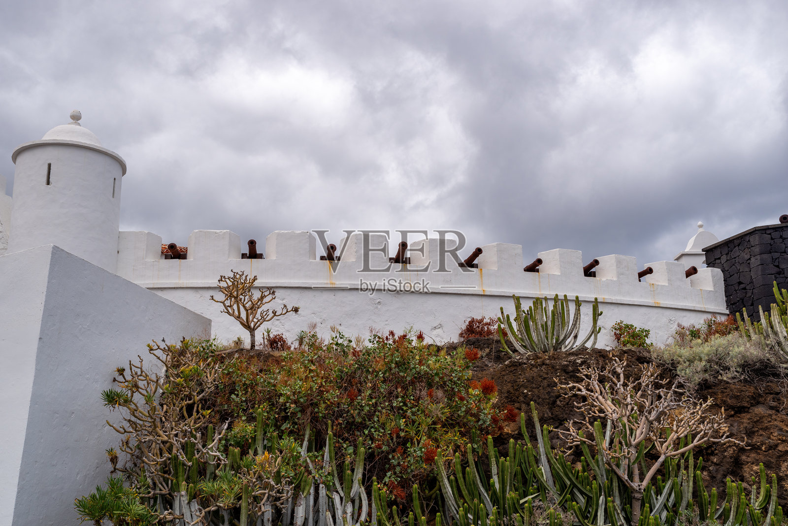 从拉帕尔马岛圣克鲁斯德拉帕尔马的圣母城堡俯瞰的景色照片摄影图片