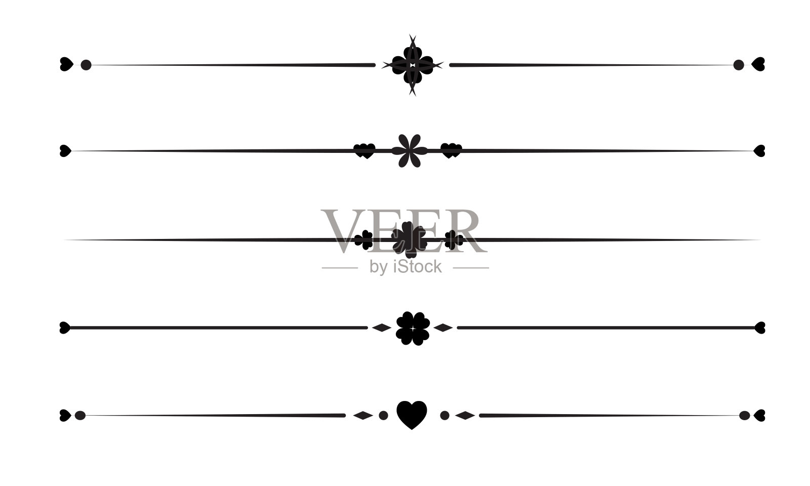 文本分隔符矢量图。复古分隔线。装饰性线条。插画图片素材