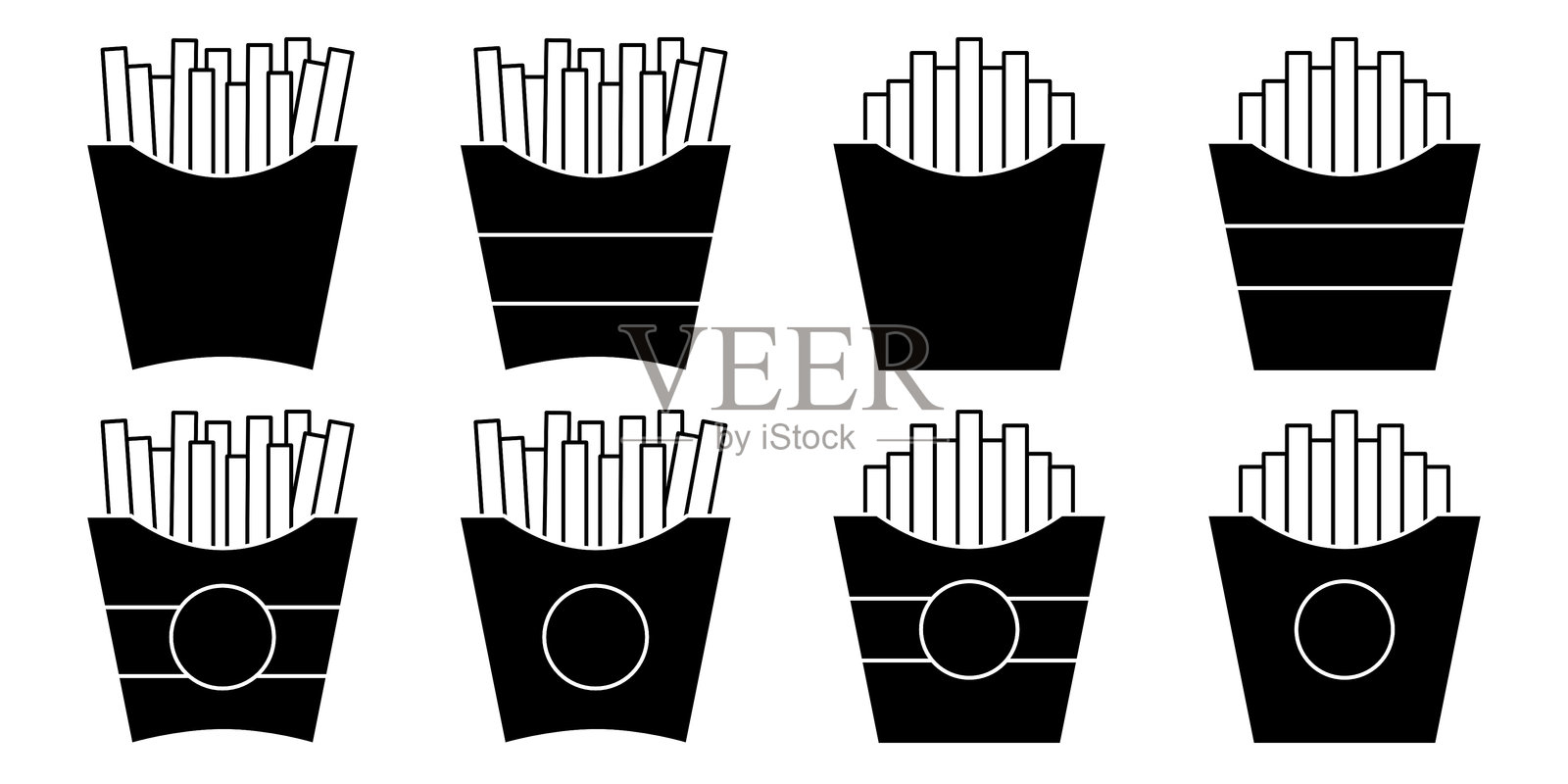 薯条图标集。插画图片素材