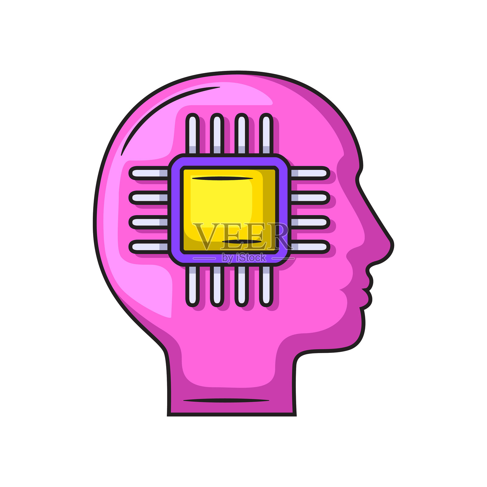 人工智能图标插图。矢量设计插画图片素材