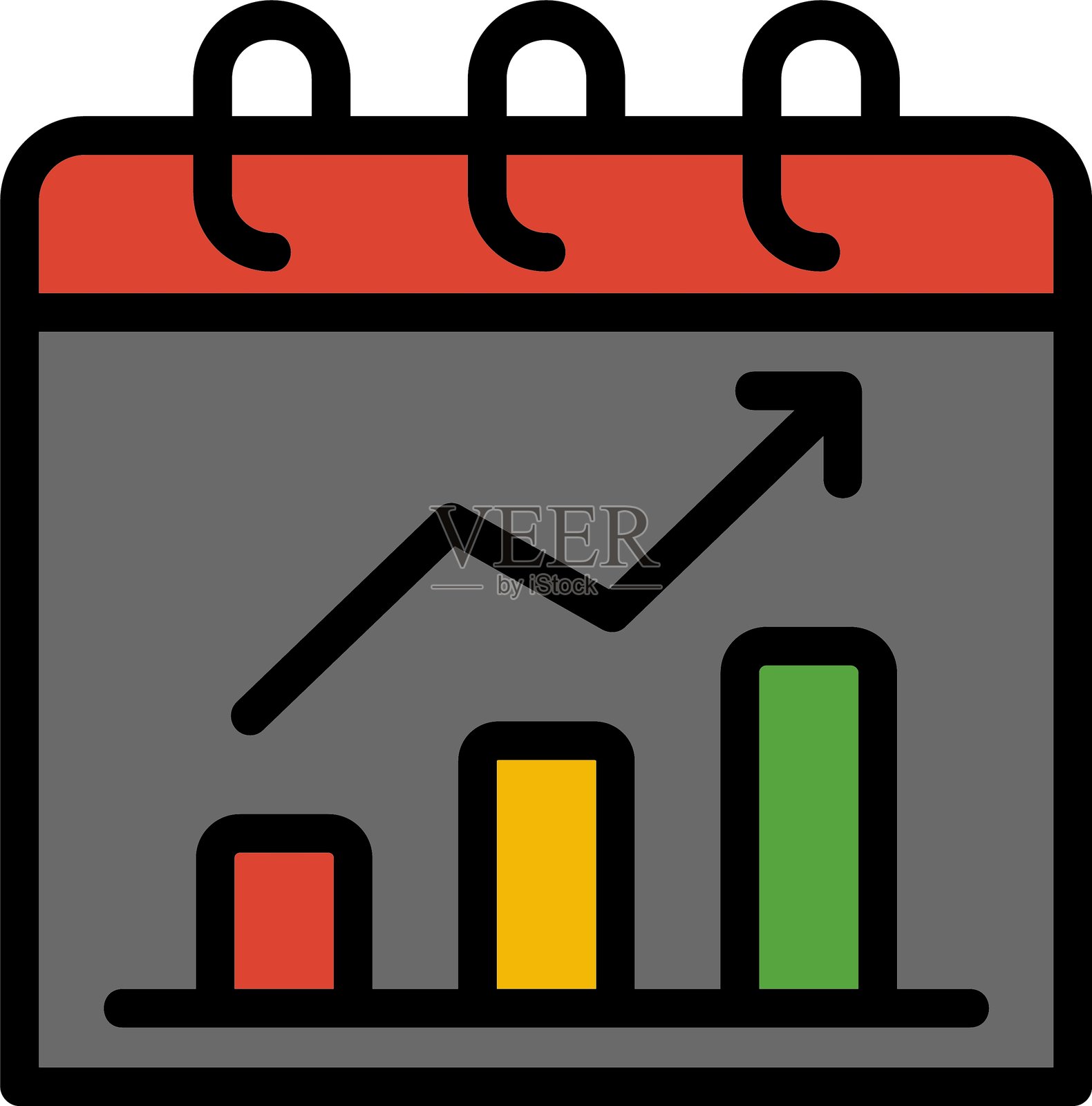 每月线条填充风格图标设计插画图片素材