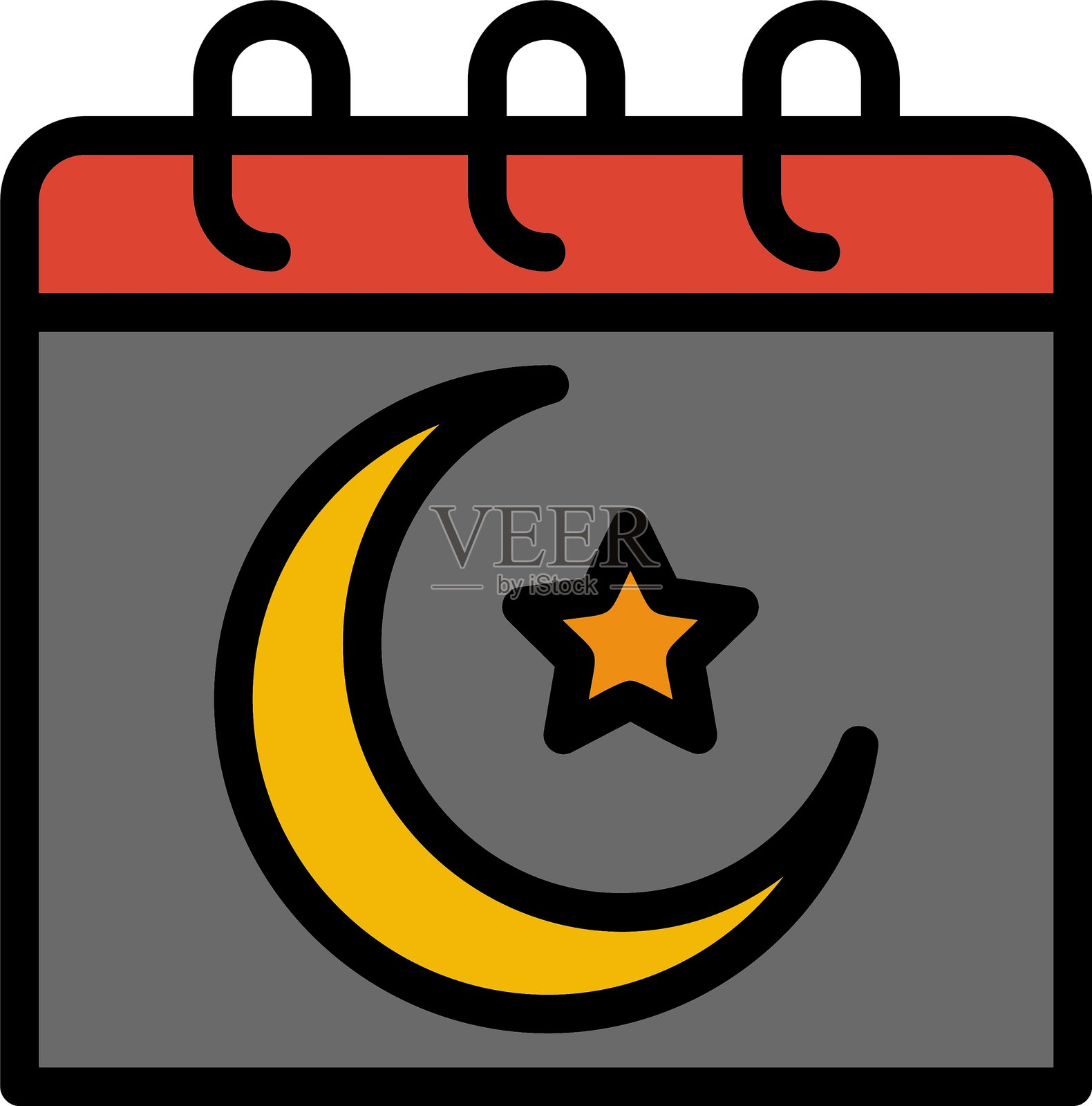 月球线条填充风格图标设计插画图片素材