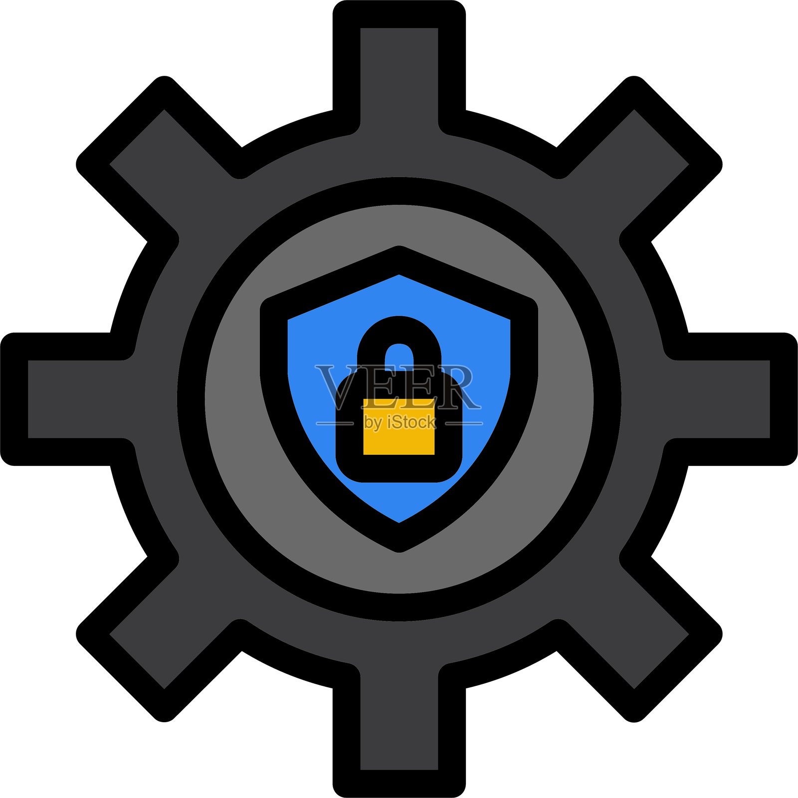 安全线填充风格图标设计插画图片素材