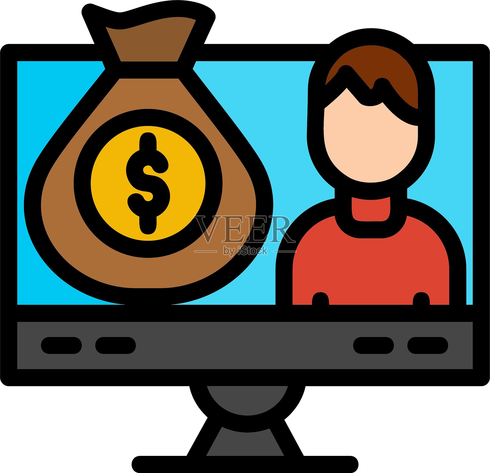 欺诈热线填充风格图标设计插画图片素材