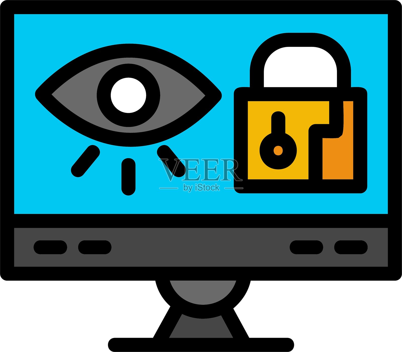 隐私线填充风格图标设计插画图片素材