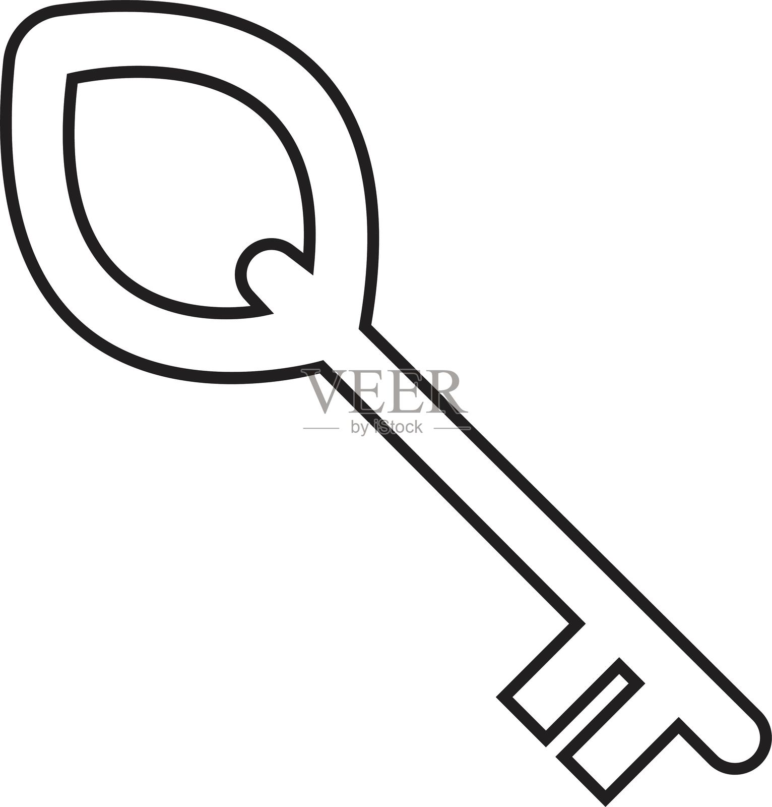 时尚线条风格的钥匙图标，可编辑的库存素材。适用于您的网站设计和移动应用的钥匙符号。透明背景上表示安全系统概念的钥匙。开锁符号矢量插图。插画图片素材