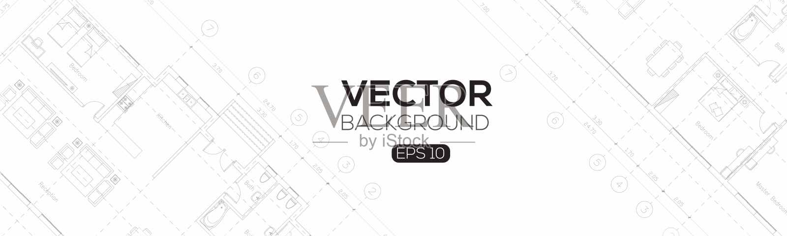 详细的建筑计划矢量。插画图片素材