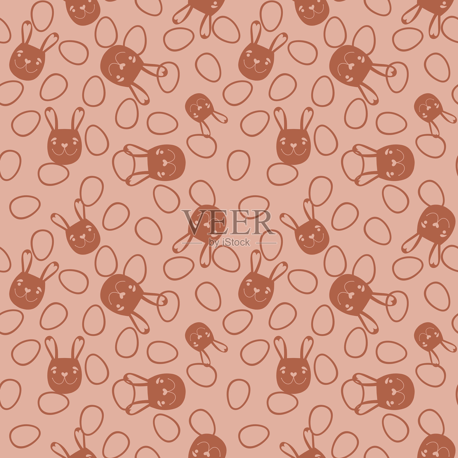 卡通复活节彩蛋的无缝图案，用于包装纸和织物和服装印刷插画图片素材