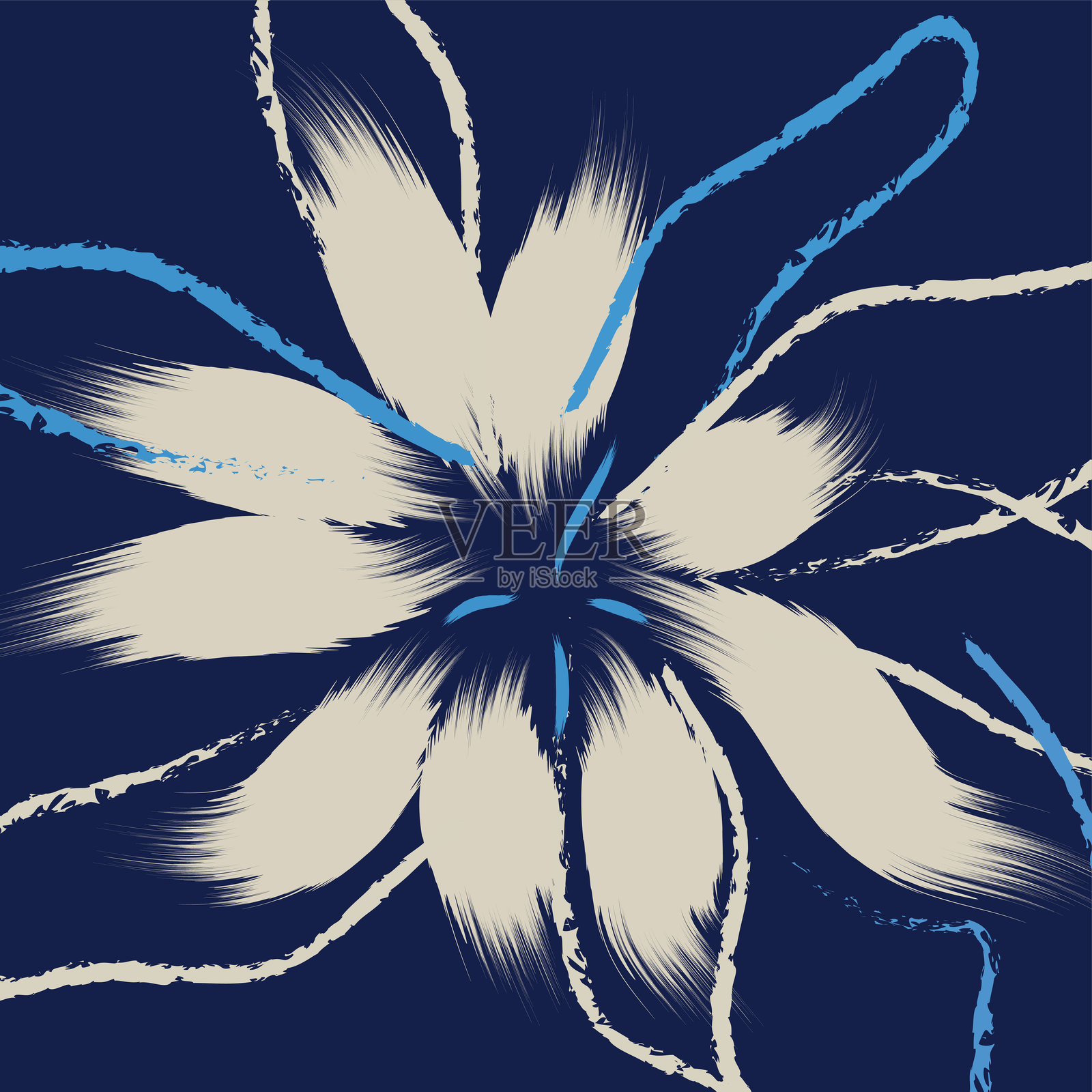 花卉图案纺织品热带双色花叶迷你印花动物几何纺织品服装。这些花主要是白色的插画图片素材