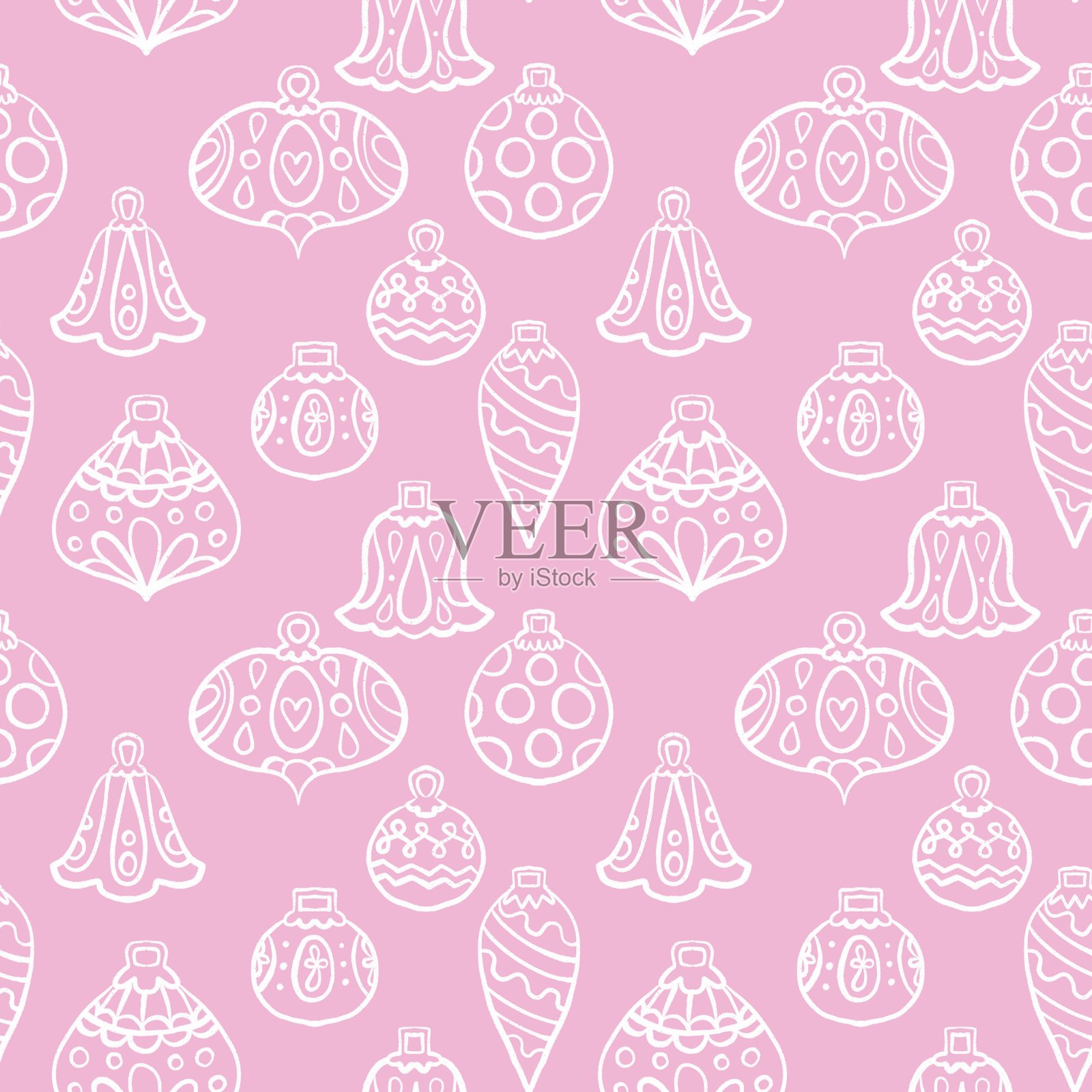 圣诞树球无缝图案，适用于包装纸和面料照片摄影图片