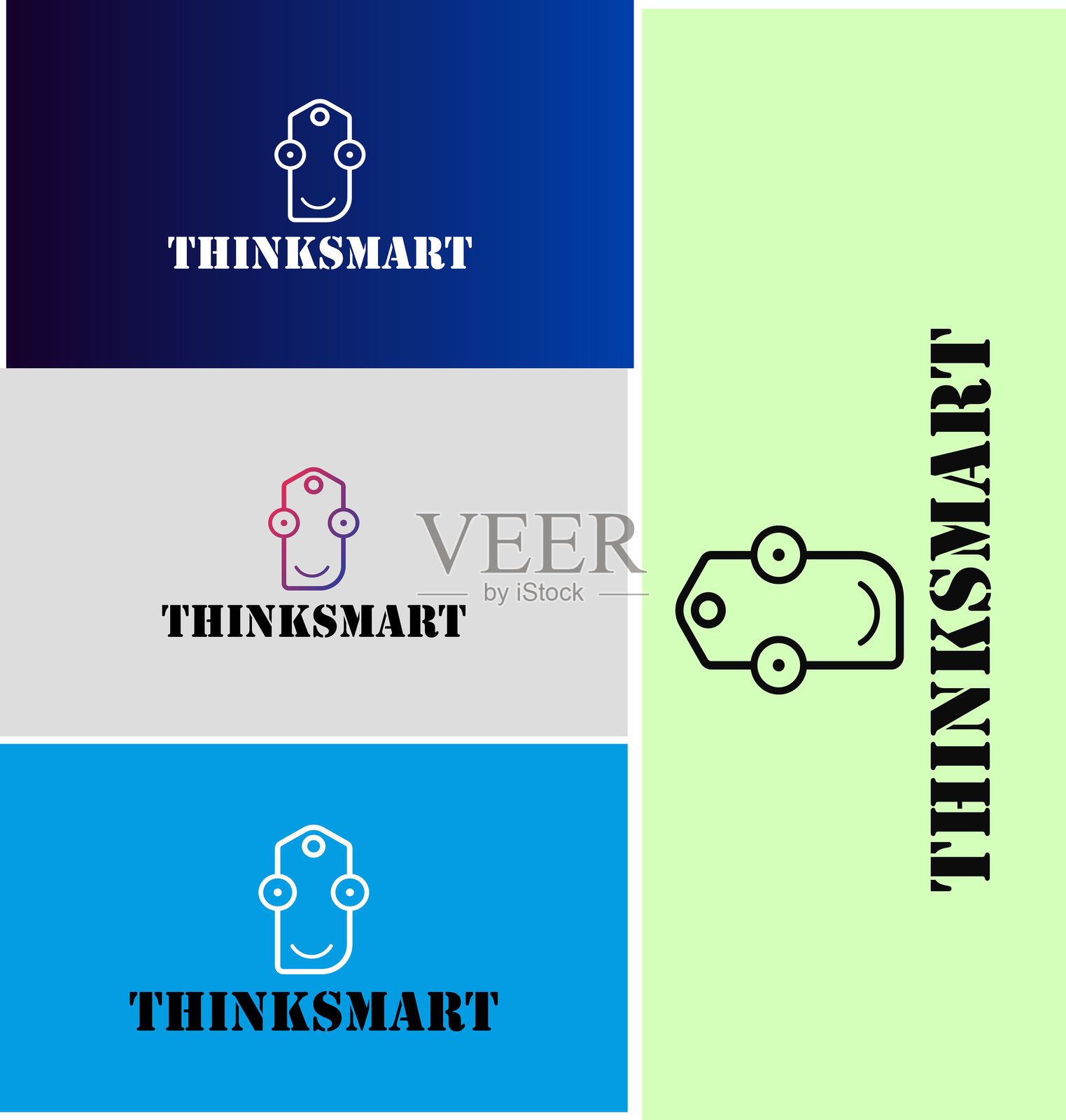 公司用的抽象极简机器人面部标志插画图片素材