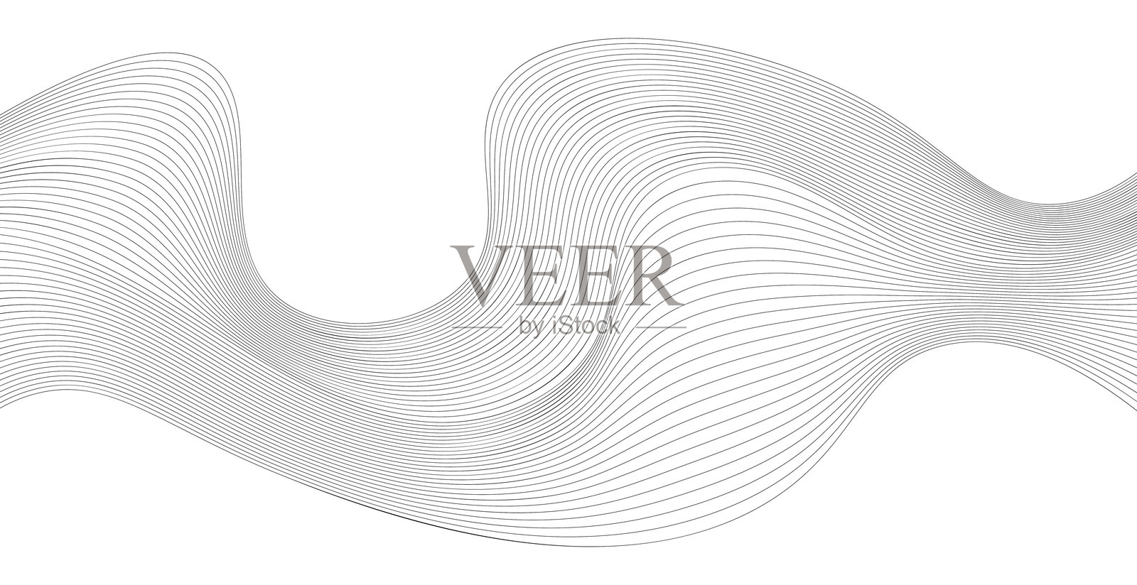 黑白波浪线图案插画图片素材