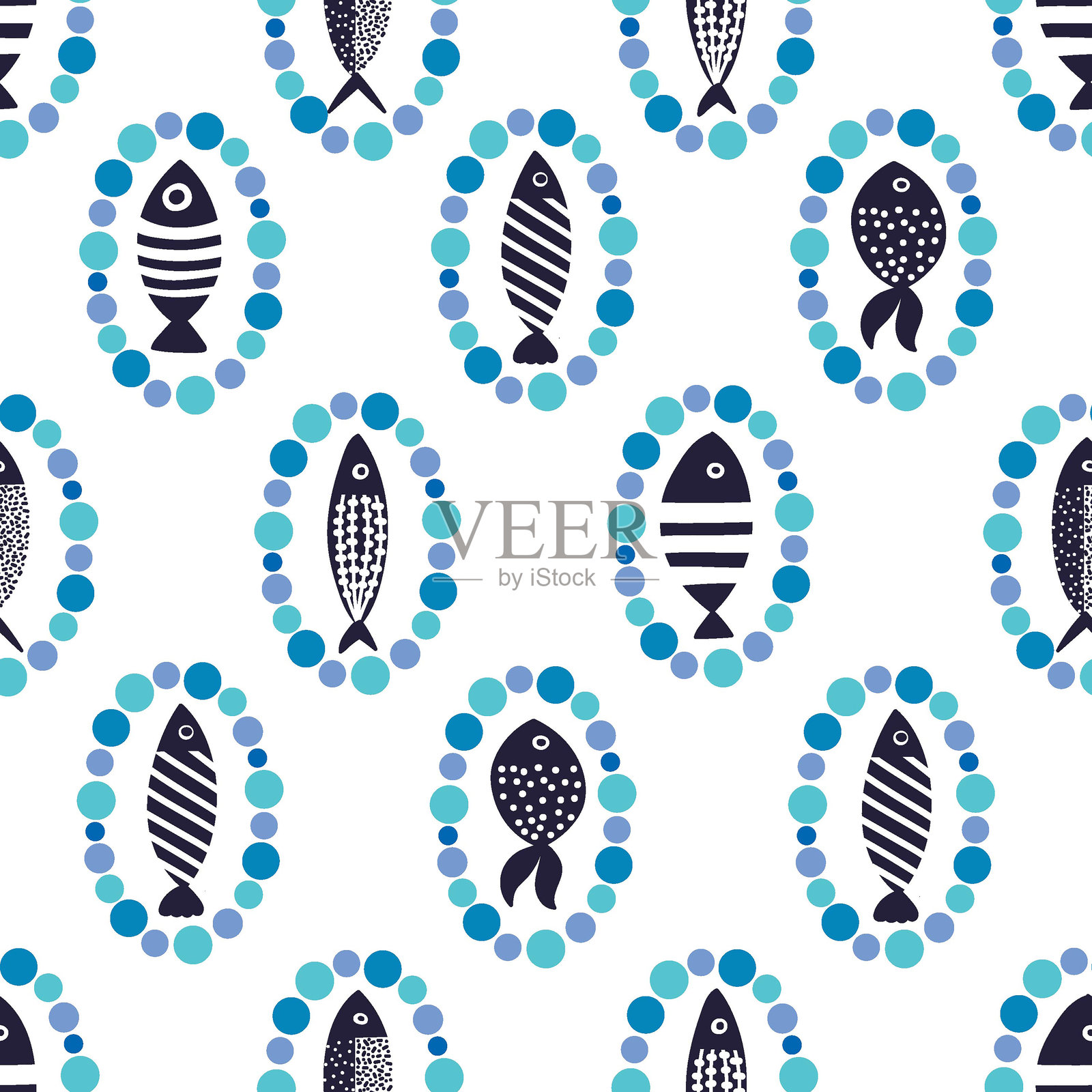 气泡框中的鱼。插画图片素材